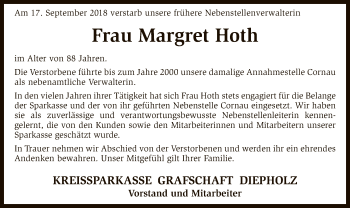 Traueranzeige von Margret Hoth von SYK