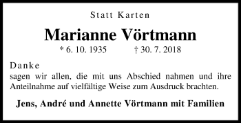 Traueranzeige von Marianne Vörtmann von SYK