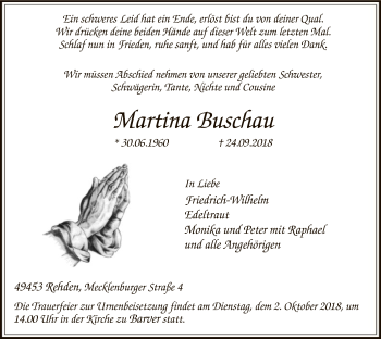 Traueranzeige von Martina Buschau von SYK