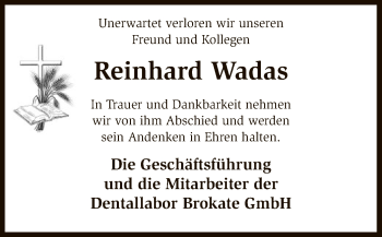 Traueranzeige von Reinhard Wadas von SYK