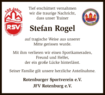 Traueranzeige von Stefan Rogel von SYK