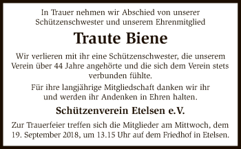 Traueranzeige von Traute Biene von SYK