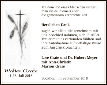 Traueranzeige von Walter Grafe von SYK