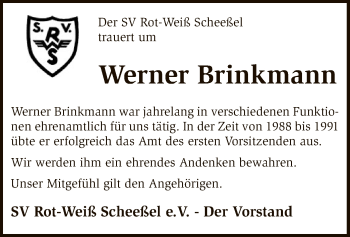 Traueranzeige von Werner Brinkmann von SYK