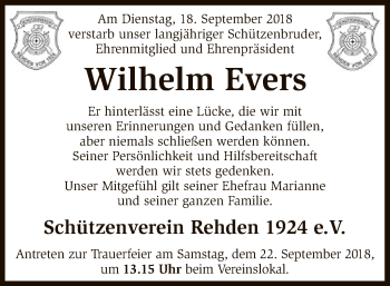 Traueranzeige von Wilhelm Evers von SYK