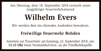 Traueranzeige von Wilhelm Evers von SYK