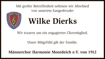 Traueranzeige von Wilke Dierks von SYK