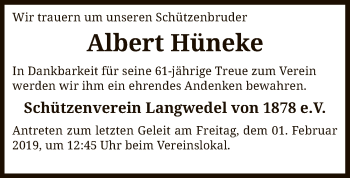 Traueranzeige von Albert Hüneke von SYK