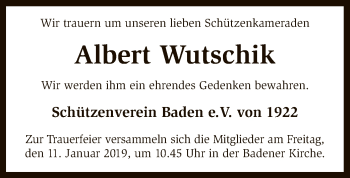 Traueranzeige von Albert Wutschik von SYK