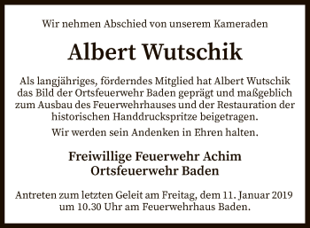 Traueranzeige von Albert Wutschik von SYK