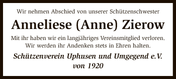 Traueranzeige von Anneliese Zierow von SYK