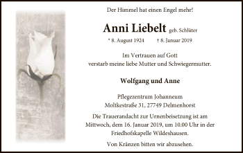 Traueranzeige von Anni Liebelt von SYK