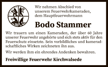 Traueranzeige von Bodo Stammer von SYK