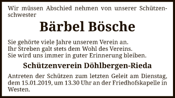 Traueranzeige von Bärbel Bösche von SYK