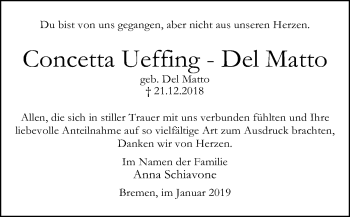 Traueranzeige von Concetta Ueffing-Del Matto von SYK