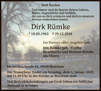 Traueranzeige von Dirk Rümke von SYK