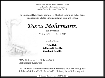 Traueranzeige von Doris Mohrmann von SYK