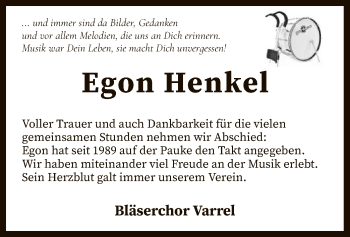 Traueranzeige von Egon Henkel von SYK