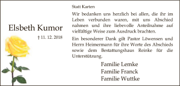 Traueranzeige von Elsbeth Kumor von SYK
