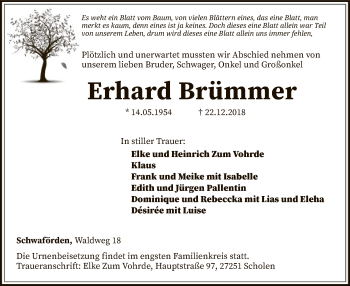 Traueranzeige von Erhard Brümmer von SYK