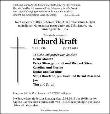 Traueranzeige von Erhard Kraft von SYK