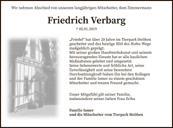 Traueranzeige von Friedrich Verbarg von SYK