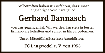 Traueranzeige von Gerhard Bannasch von SYK