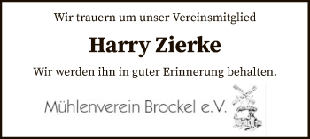 Traueranzeige von Harry Zierke von SYK