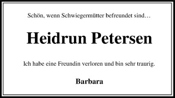 Traueranzeige von Heidrun Petersen von SYK