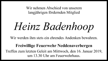 Traueranzeige von Heinz Badenhoop von SYK