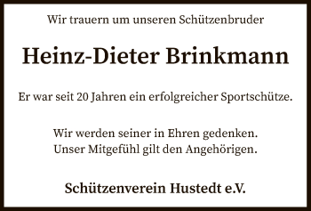 Traueranzeige von Heinz-Dieter Brinkmann von SYK