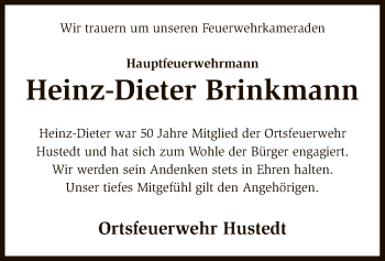 Traueranzeige von Heinz-Dieter Brinkmann von SYK