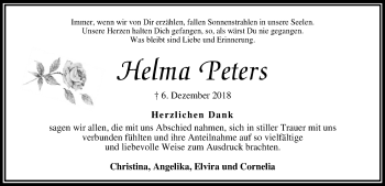 Traueranzeige von Helma Peters von SYK