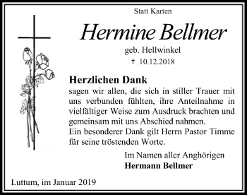 Traueranzeige von Hermine Bellmer von SYK