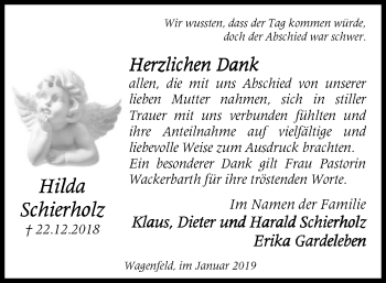 Traueranzeige von Hilda Schierholz von SYK