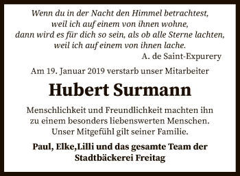 Traueranzeige von Hubert Surmann von SYK