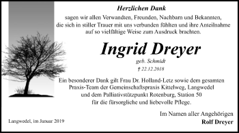 Traueranzeige von Ingrid Dreyer von SYK