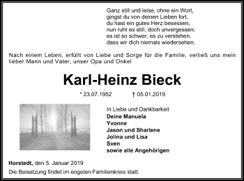 Traueranzeige von Karl-Heinz Bieck von SYK