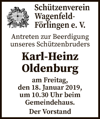 Traueranzeige von Karl-Heinz Oldenburg von SYK