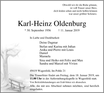 Traueranzeige von Karl-Heinz Oldenburg von SYK