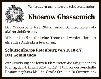 Traueranzeige von Khosrow Ghassemieh von SYK