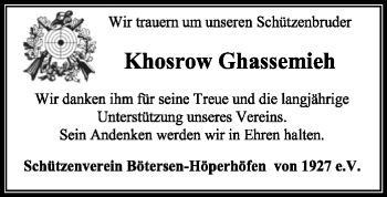 Traueranzeige von Khosrow Ghassemieh von SYK