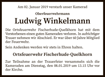 Traueranzeige von Ludwig Winkelmann von SYK