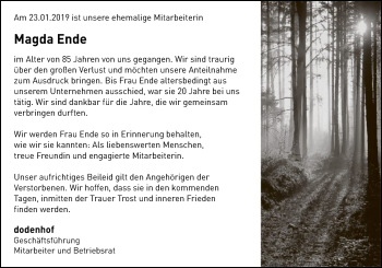 Traueranzeige von Magda Ende von SYK