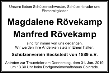 Traueranzeige von Magdalene und Manfred Rövekamp von SYK