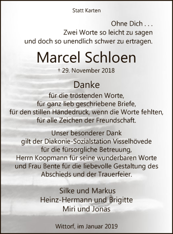 Traueranzeige von Marcel Schloen von SYK