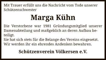 Traueranzeige von Marga Kühn von SYK