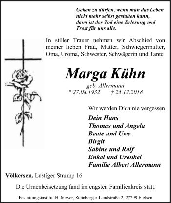 Traueranzeige von Marga Kühn von SYK