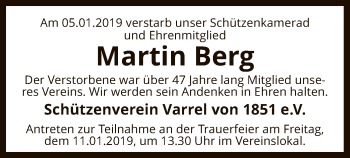 Traueranzeige von Martin Berg von SYK