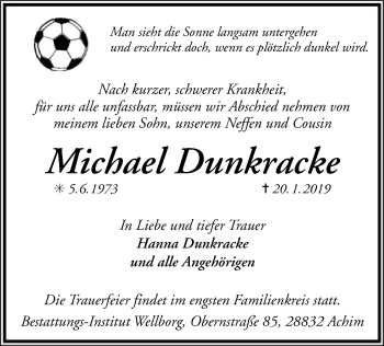 Traueranzeige von Michael Dunkracke von SYK